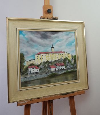 Obraz Františka Kocury Hrad v Ledci nad Sázavou 40x46 cm